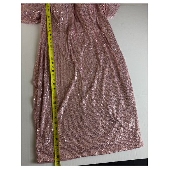 Elegant Faeriesty Sequin Midi Dress - Champagne Pink 5XL - Picture 6 of 7